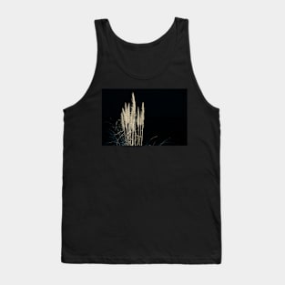 Pampas flowers and leaves isolated on black. Tank Top